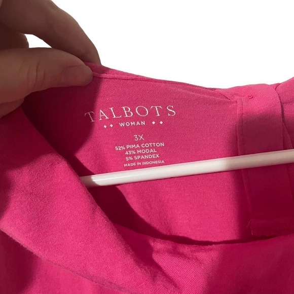 TALBOTS Pima Cotton Modal Blend Pink Peter Pan Collar Tank Top - Picture 4 of 6